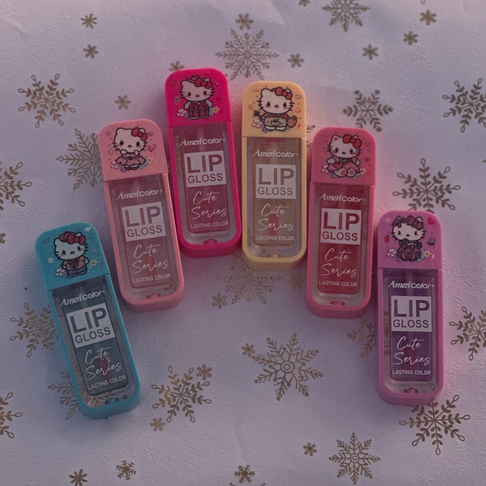 Hello Kitty Lip Gloss Set - Pink, Blue, Yellow